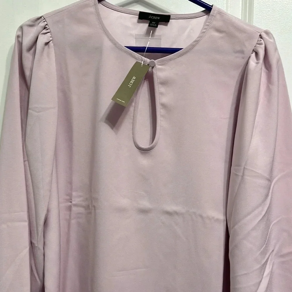 J. Crew Pink Puff Sleeve Keyhole Top‎